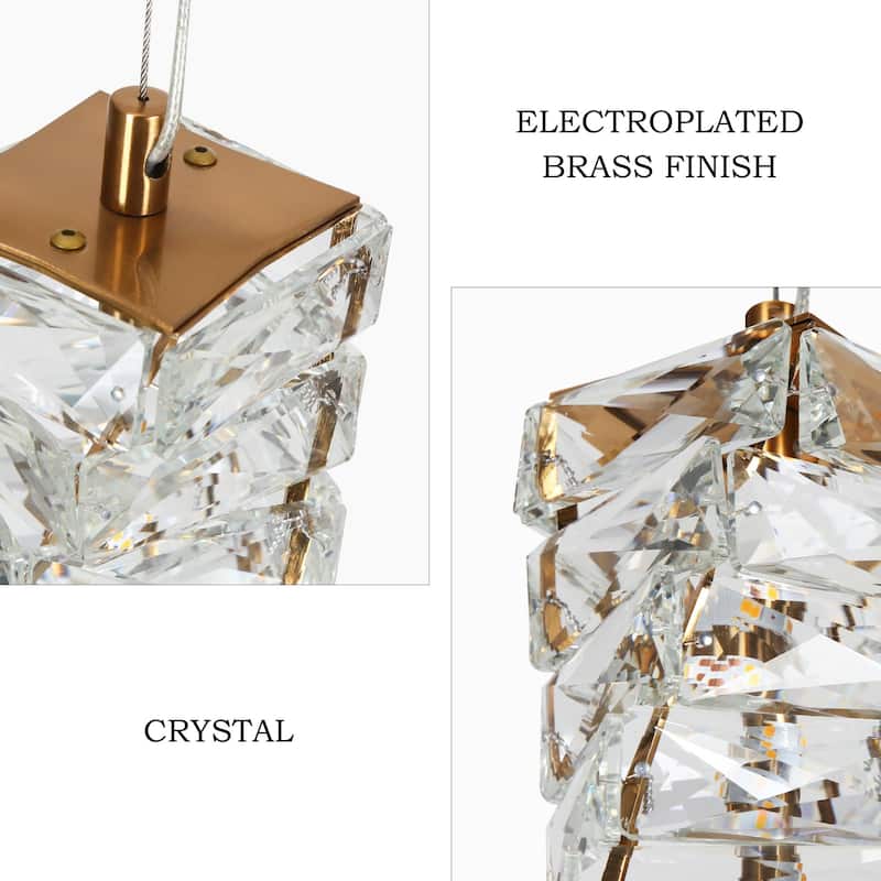Modern Glam Crystal 1-Light Chandelier Gold LED Pendant Lights Kitchen Island Lights for Dining Room - 4.7" L x 4.7" W x 10" H