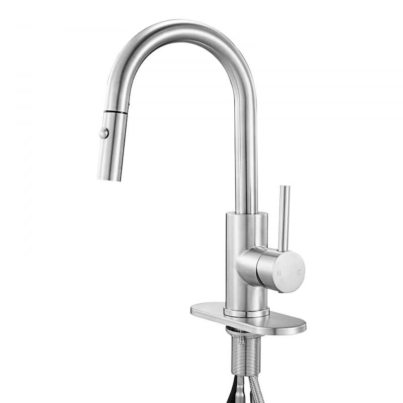 Silver Single-Handle Kitchen Faucet with Pull-Down Sprayer and Dual Mode - 7.48 x 1.89 x 14.17 inch