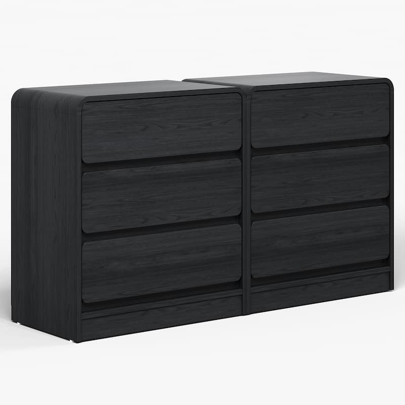 Modern Storage 3-Drawer Nightstand Set of 2 for Bedroom, Nursery, Living Room