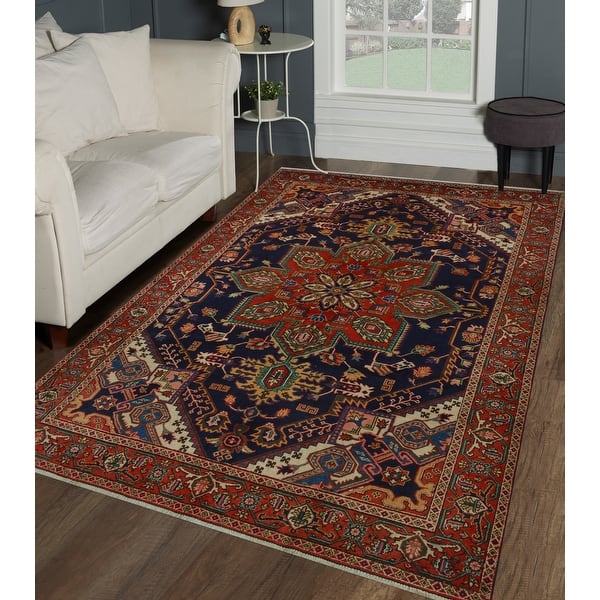 Navy Rust Rug Semi Antique Alene Navy/Rust Rug - 7'2