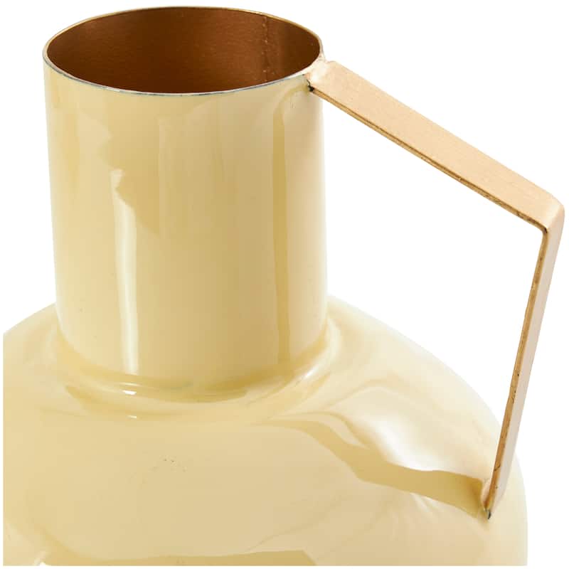 CosmoLiving by Cosmopolitan Metal Enameled Abstract Vase with Varying Shapes and Geometric Gold Handles (Set of 3)