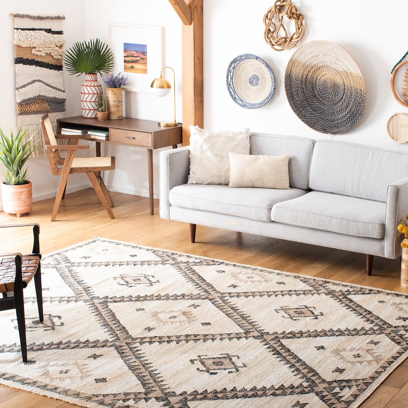 SAFAVIEH Flatweave Kilim Anneclaar Jute Rug - 8' x 10' - Ivory/Black