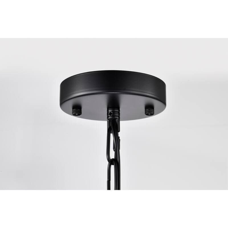 Aafje Matte Black Pentagon 5 Light Wood Grain Paint Chandelier 24 Inch.