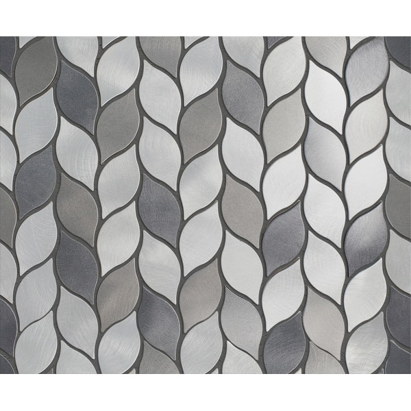 Tilegen Leaf Shape 1 25 X 2 75 Aluminum Metal Mosaic Tile In Silver Gray Wall Tile 10 Sheets 11sqft Overstock 27973502