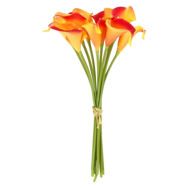 Home Wedding Party Decor Calla Lily Artificial Flowers Bouquet Yellow Red 10 Pcs