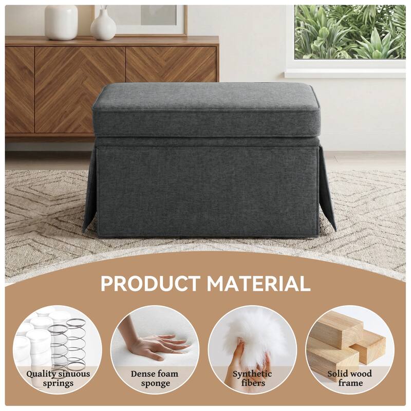 Skirted Rectangular Flip-Top Storage Ottoman