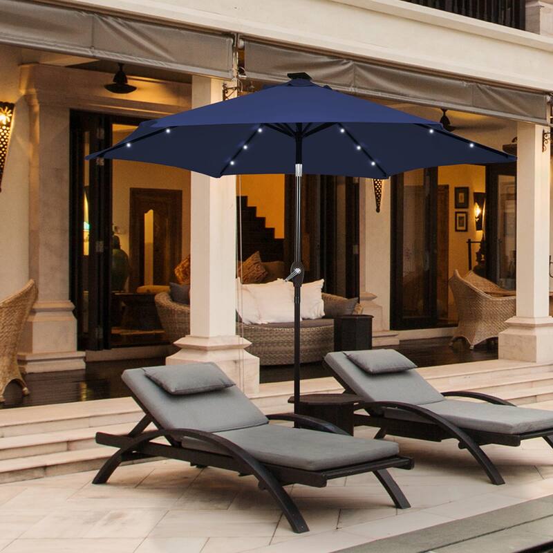 Costway 10' Solar LED Lighted Patio Market Umbrella Shade Tilt