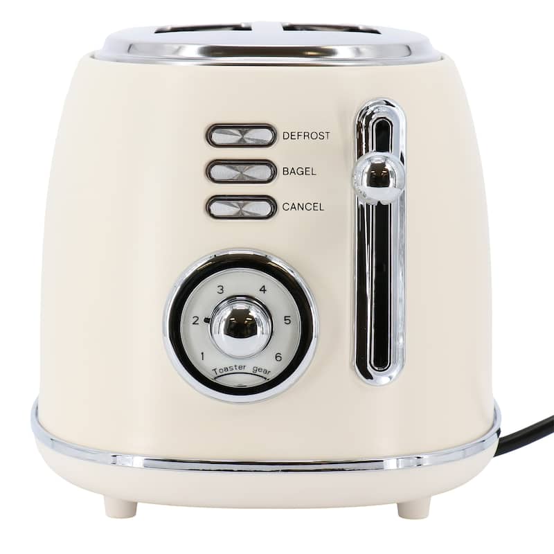 1.7 Quart Electric Tea Kettle and 2 Slice Toaster Combo in Matt Cream