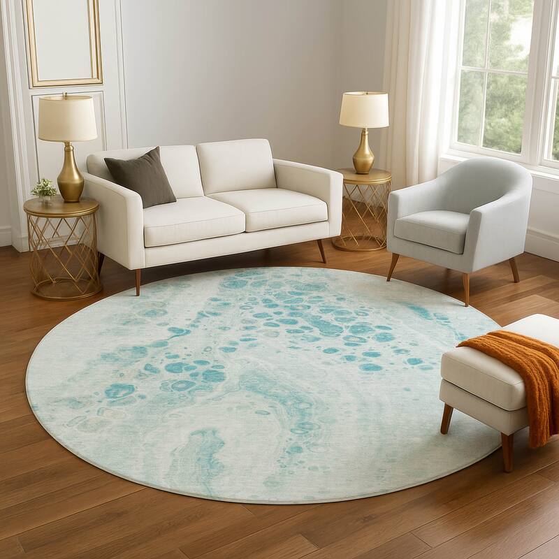 Premium Washable Super Soft Abstract Chic Mayfield Rug - Teal - 8' x 8'