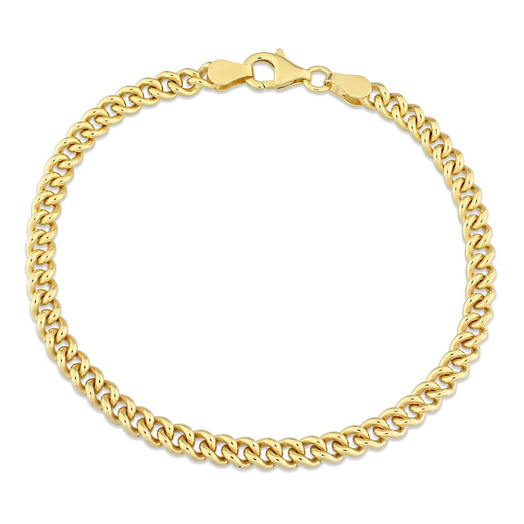 Miadora 18kt Yellow Gold Plated Sterling Silver Curb Chain Bracelet