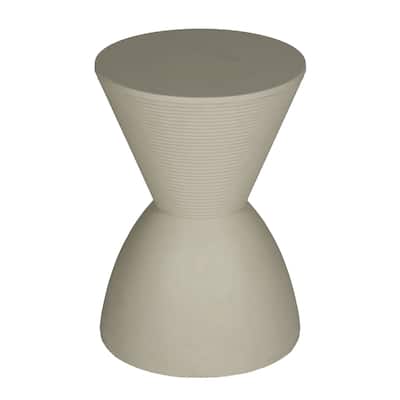 12 in. Gray Round Plastic End Table with Pedestal Base