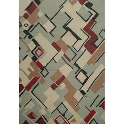 Hand Woven Oriental 100% Wool Carpet Southwestern Modern Greys & Charcoal Kilim Area Rug - 15' 3'' X 11' 11''