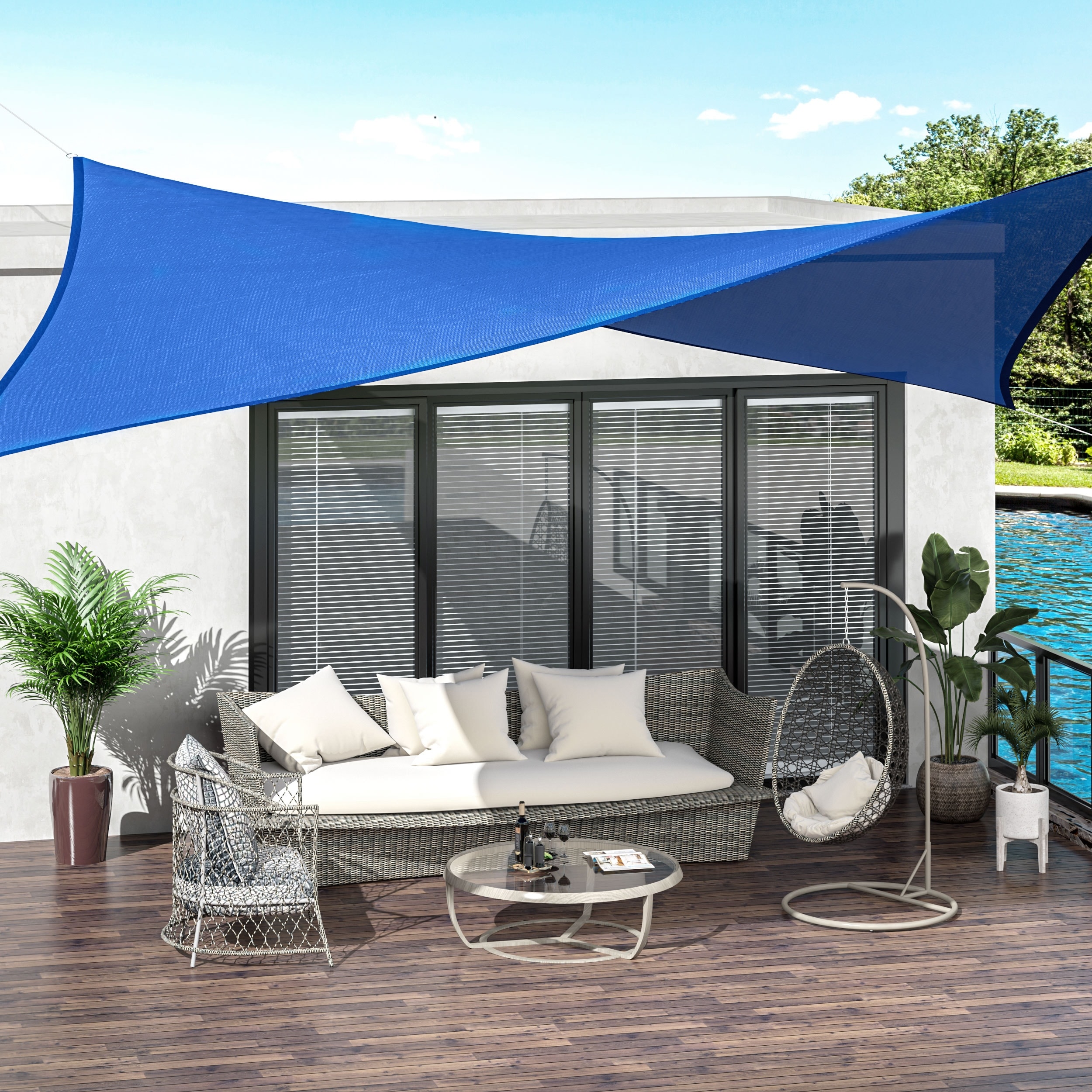 Patio Sun Shade Sail Square Canopy Patio Outdoor Garden Awning Free Rope 70" 