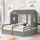 preview thumbnail 12 of 16, Twin Size House Platform Beds with Two Drawers Shared Beds, Combination Of 2 Side By Side Twin Size Beds