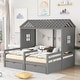 preview thumbnail 3 of 7, Twin Size House Platform Beds with Two Drawers for Boy and Girl Shared Beds, Combination of 2 Side by Side Twin Size Beds