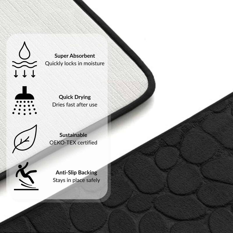 Memory Foam Runner Bath Mat Pebble Design 48x18