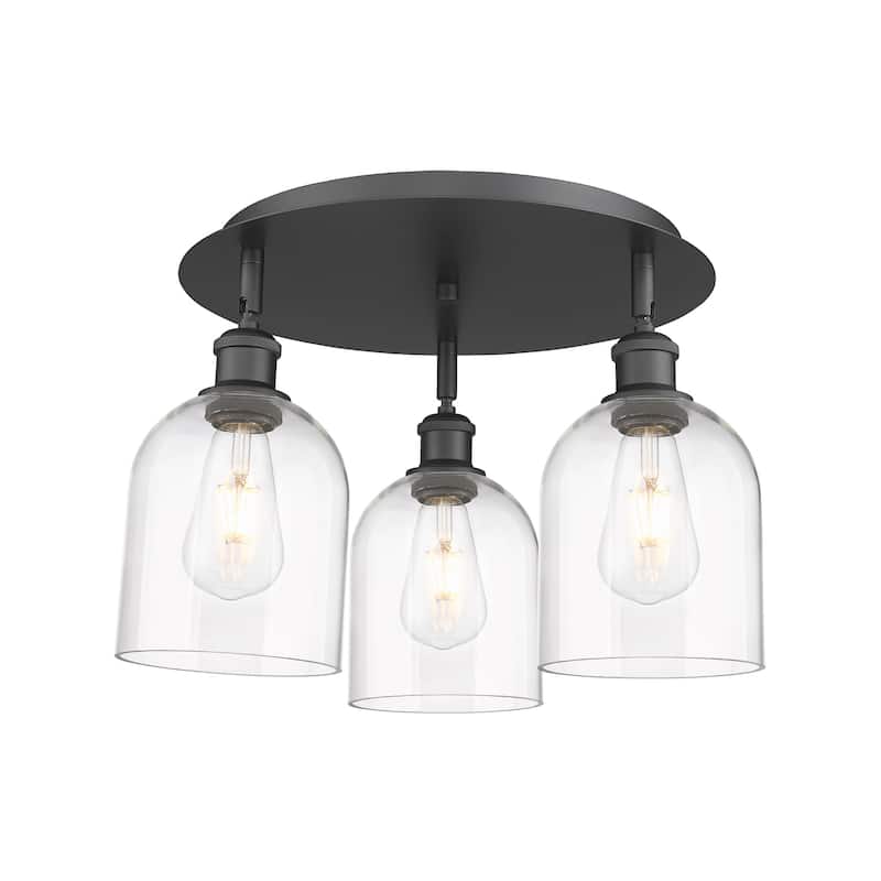 Innovations Lighting 516-3C-11-18 Bella Flush Bella 3 Light 18" Wide - Matte Black / Clear