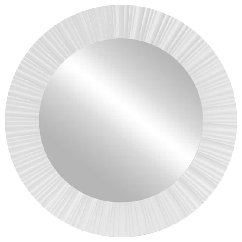 20" White Fluted Waves Round Wall Mirror