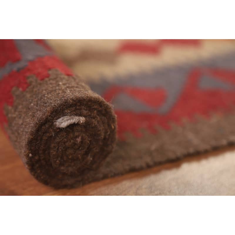 Reversible Tribal Kilim Oriental Rug Hand-woven Bedroom Wool Carpet - 6'3" x 9'10"