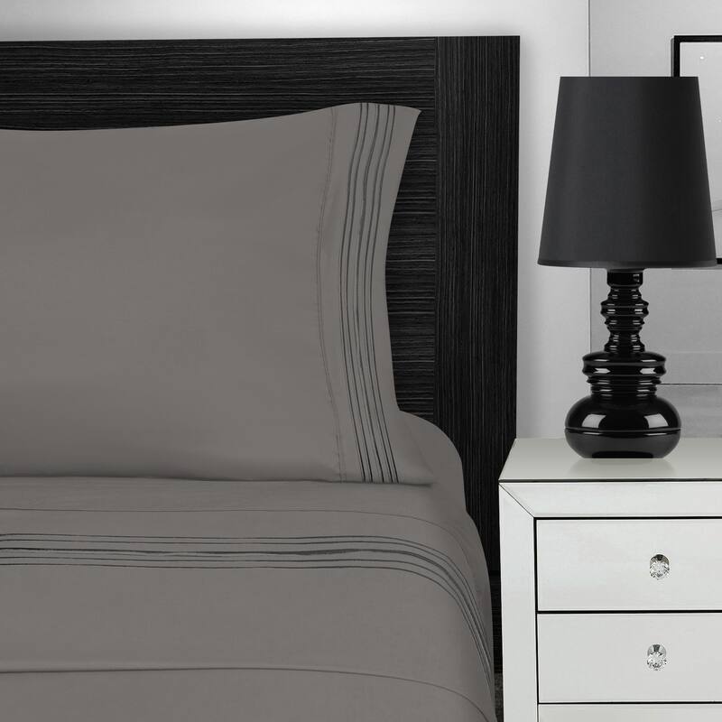 Superior Embroidered Microfiber Deep Pocket Bed Sheet Set