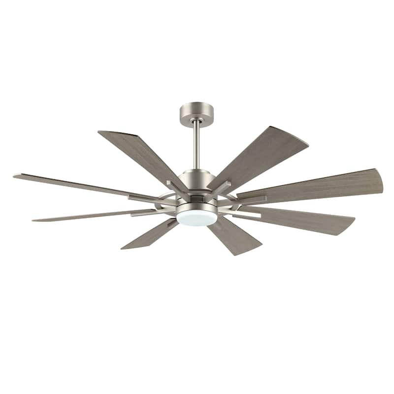 WINGBO 60 inch Windmill 8-Blade LED Indoor Ceiling Fan - Brushed Nickel