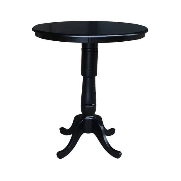 slide 2 of 4, International Concepts Black 36-inch Round Pedestal Table with 6-inch Extensions