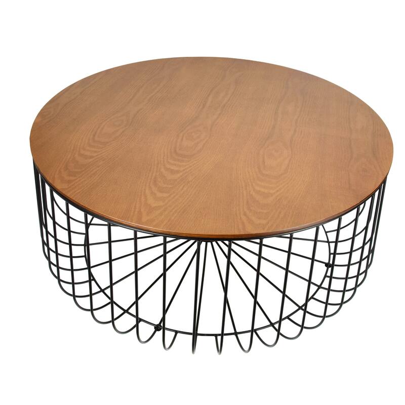 LeisureMod Runswick Modern Round Center Coffee Table - Mid Century Accent Side End Table for Home Office Living Room Bedroom