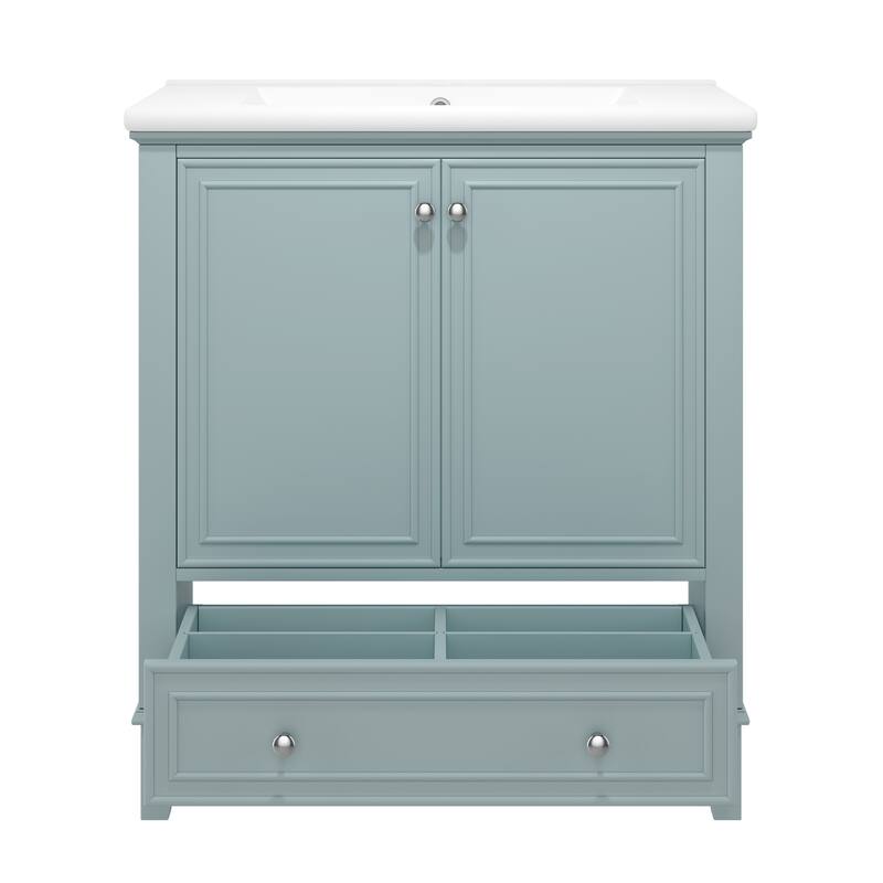 30" Bathroom Vanity with Sink Combo, Multi-functional Bathroom Cabinet with Doors and Drawer, Solid Frame and MDF Board