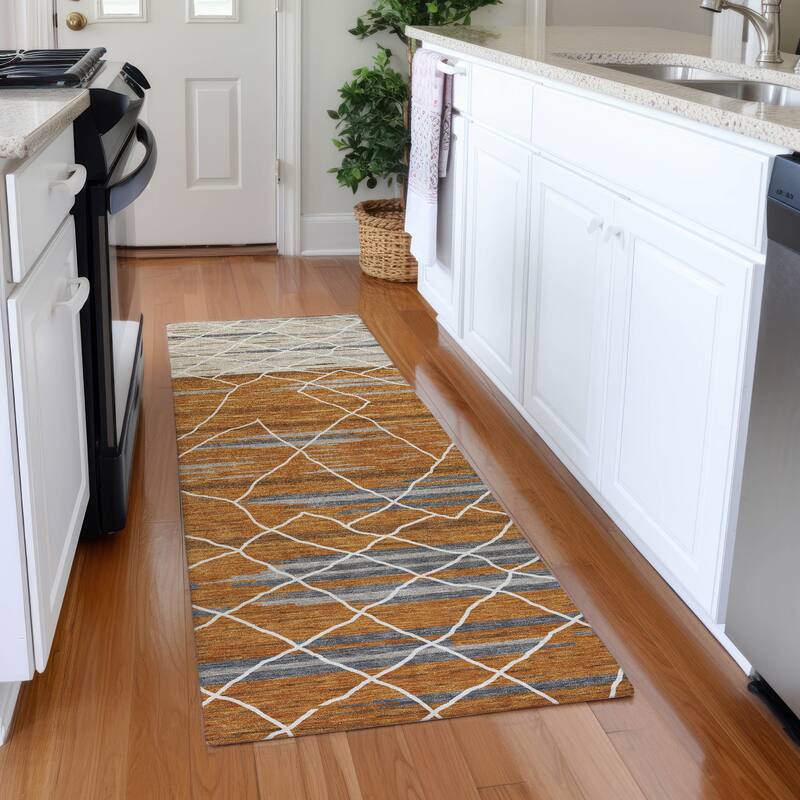 Premium Washable Super Soft Modern Himalaya Mayfield Rug - 2'3" x 7'6" - Terracotta