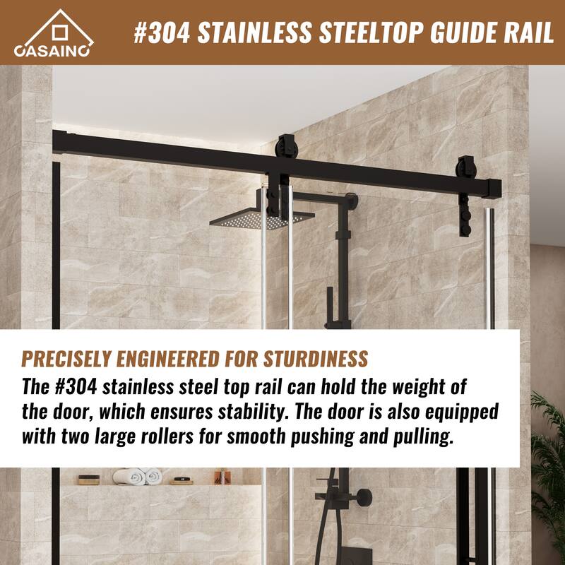 60.6 in. W x 76 in. H Framed Shower Door with Tempered Glass