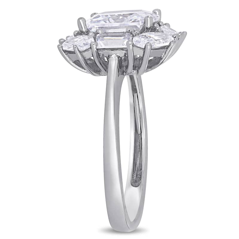 Miadora 6 CT TGW Multi-Cut Cubic Zirconia Clustered Halo Ring in Sterling Silver
