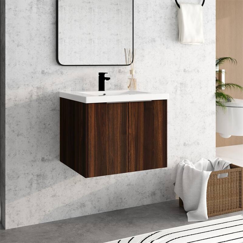 Beingnext 24"/30"/36" Bathroom Vanity with Sink, Floating Bathroom Vanity with 2 Soft Close Doors