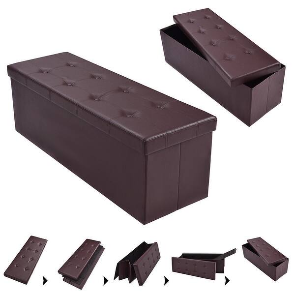 Shop Black Friday Deals On 45 Large Folding Ottoman Storage Seat Brown On Sale Overstock 28423619