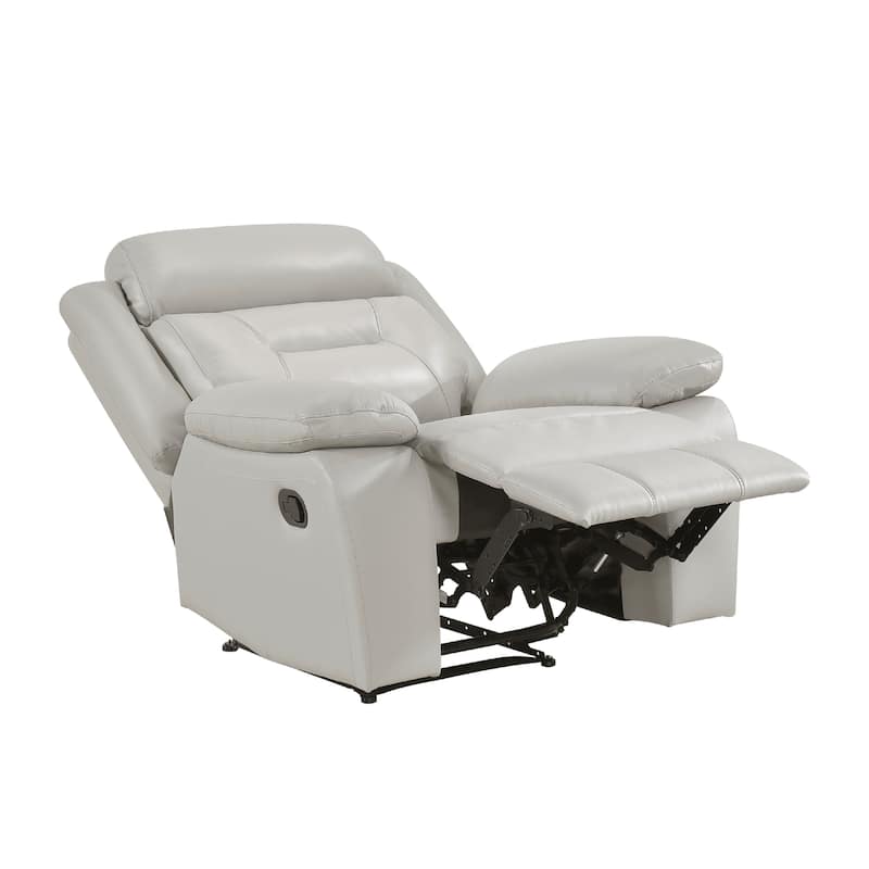 Conia Manual Reclining Chair, Light Gray Silver Leather