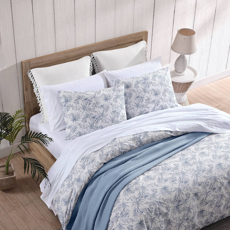 Tommy Bahama Pen And Ink Blue Cotton 3 Piece Duvet Cover Set