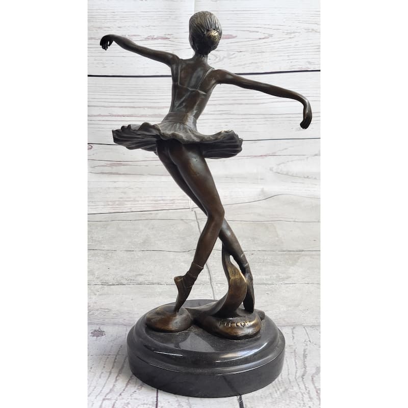 10 Inches Tall Lady Ballerina Ballet Bronze Sculpture Statue Art Nouveau Black Swan