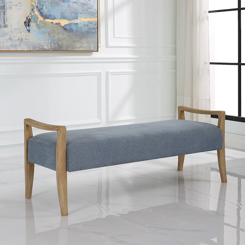 Uttermost Daylight Sky Blue Bench - 59.25"W x 23"H x 21.5"D