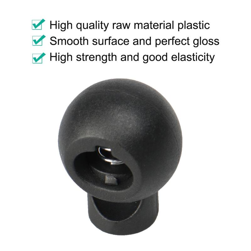 6pcs Plastic Cord Lock Stopper End Spring Fastener Organizers Black