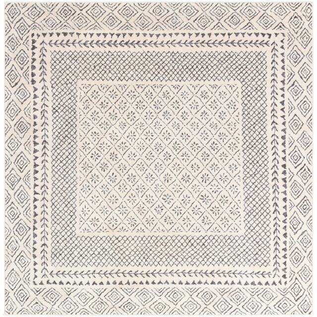 Artistic Weavers Tiffany Grey Bohemian Border Area Rug - 5'3" Square - Medium Grey