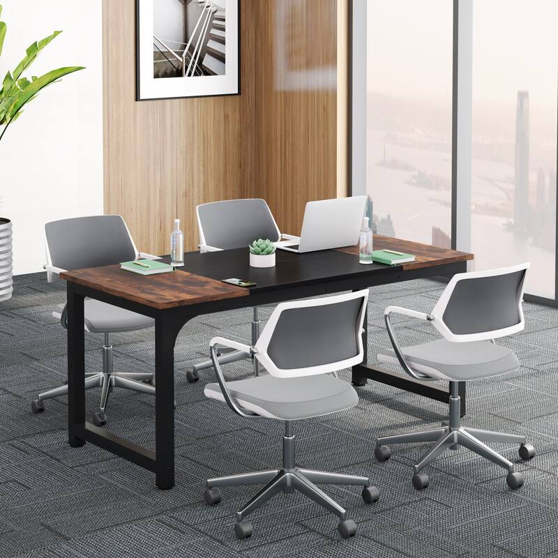 Small Modern Wood Conference Table for 4-6 People - 63" L x 31.5" W x 29.53" H - White