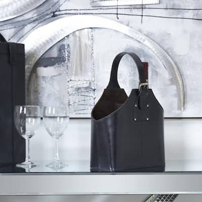 Leather Handmade 2 Bottle Kitchen Wine Holder with Carrying Handle