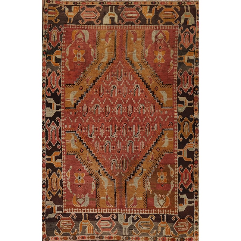 Vegetable Dye Oushak Turkish Vintage Area Rug Hand-Knotted Wool Carpet - 6'6" x 9'11"
