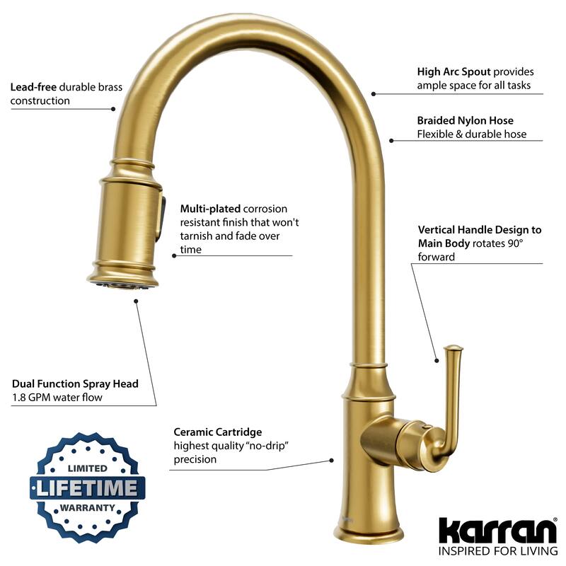 Karran Auburn One-Handle Pull Down Dual Function Sprayer Kitchen Faucet