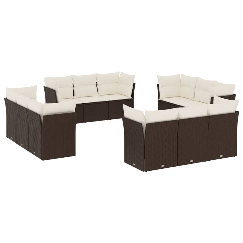 vidaXL Garden Sofa Set Brown, Cream White - 24.4 x 24.4 x 27.2