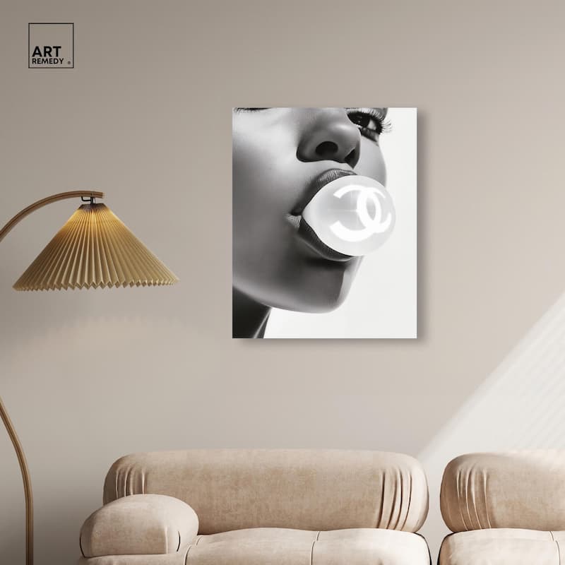 Bubble Gum Pop Monochrome Canvas by Art Remedy, Gallery Wrapped