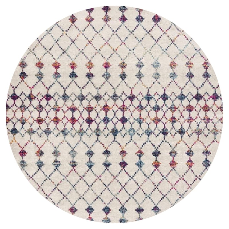 HomeRoots Peri Abstract Modern Round Area Rug