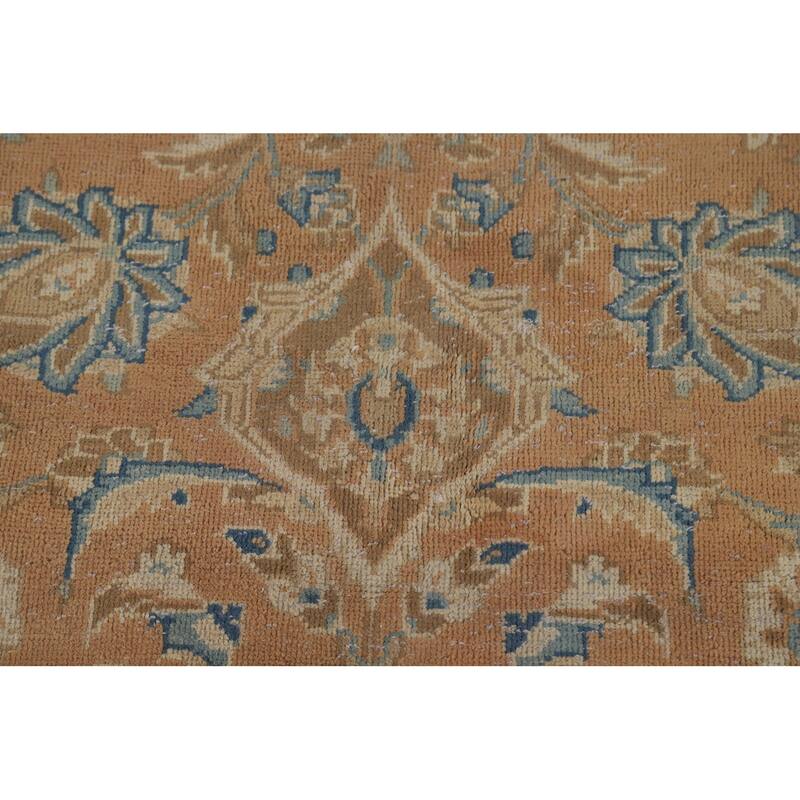 Traditional Mashad Persian Area Rug Handmade Floral Wool Carpet - 9'7" x 12'9"