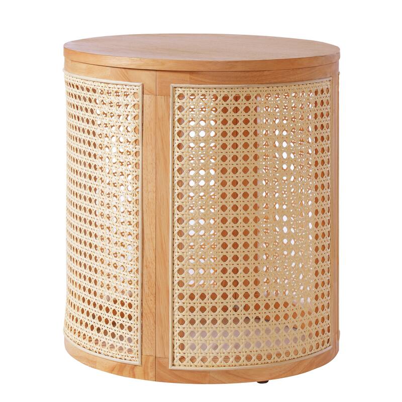 Christopher Knight Home - Elna Round Rubber Solid Wood Side Table in Natural Finish, Compact Modern Accent