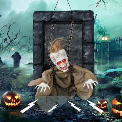 Halloween Decorations18" Hanging Zombi Prisoner w/ Spooky Sounds