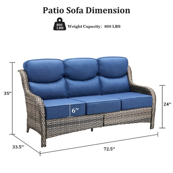dimension image slide 13 of 36, Outdoor Sofa with 6-Inch Thick Cushions Furniture for Porch